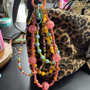 handmade beaded bag charm